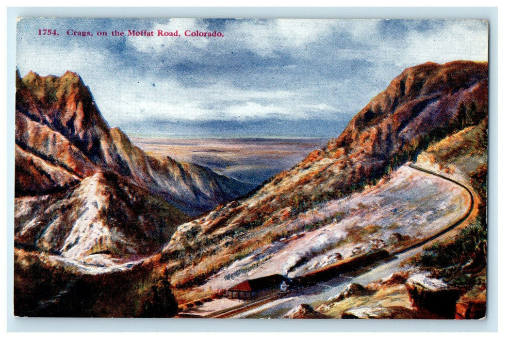 c1920s Train in Railway Crags on Moffat Road Colorado CO Unposted Postcard