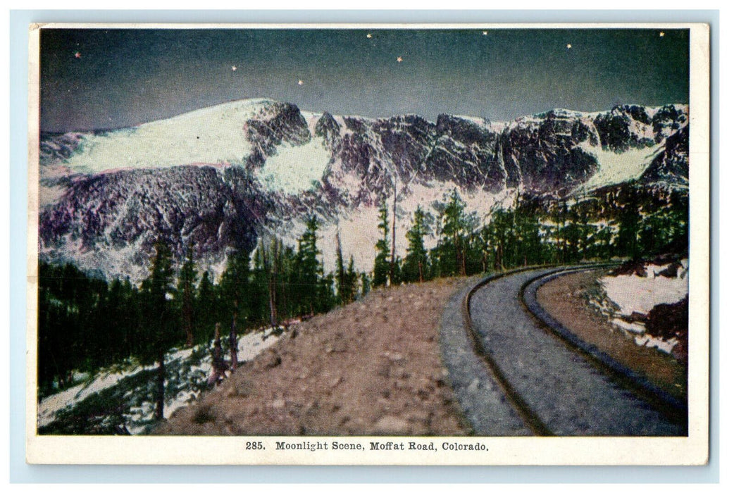 1907 Moonlight Scene and Railway in Moffat Road Colorado CO Posted Postcard
