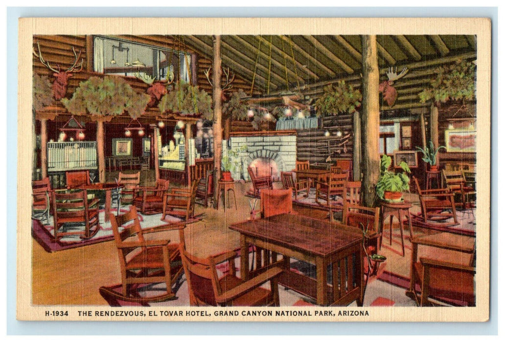c1940s The Rendezvous El Tovar Hotel Grand Canyon Nat Park Fred Harvey Postcard