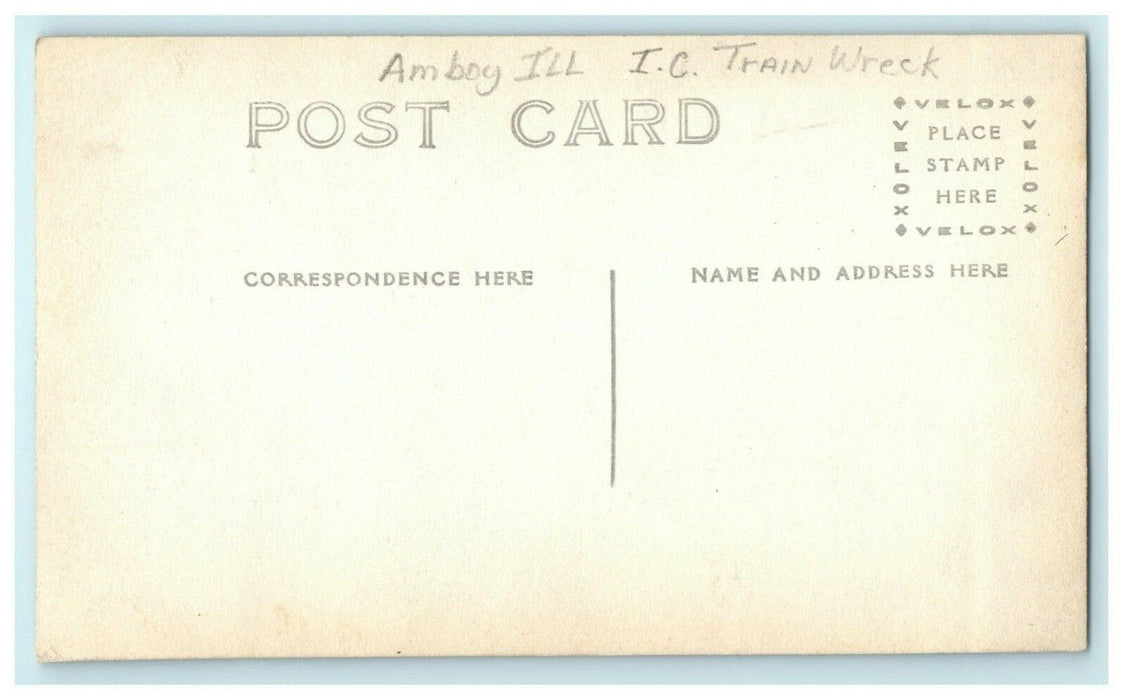 Amboy Illinois Train Wreck IC Crash RPPC Photo Vintage Antique Postcard