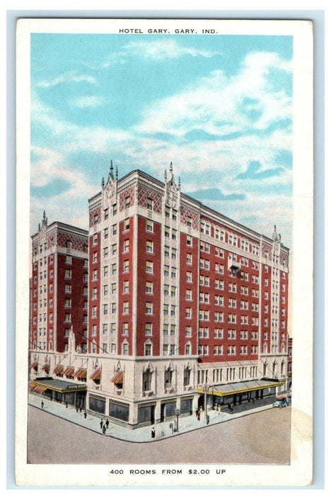 c1910's Gary Indiana IN, Gary Hotel Building Street View Antique Postcard