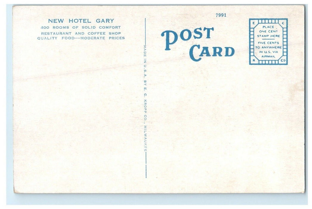 c1910's Gary Indiana IN, Gary Hotel Building Street View Antique Postcard