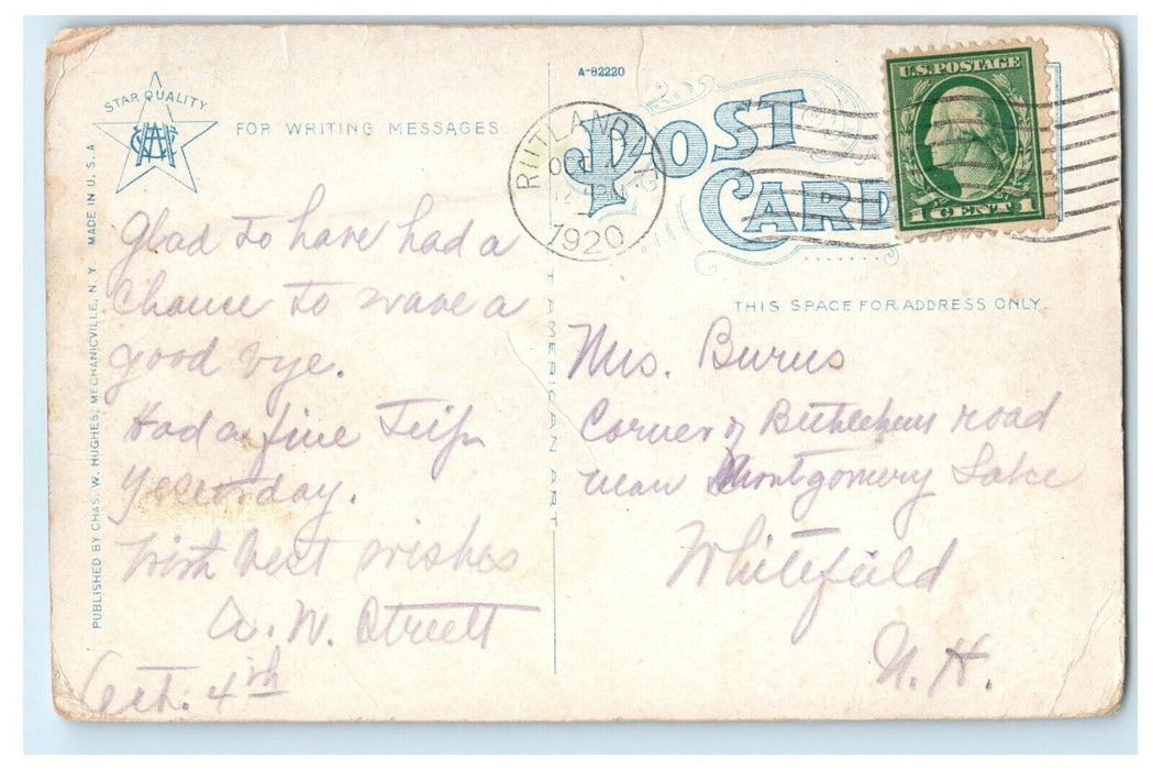 1920 From Doors Bridge Rutland Vermont VT Posted Antique Postcard