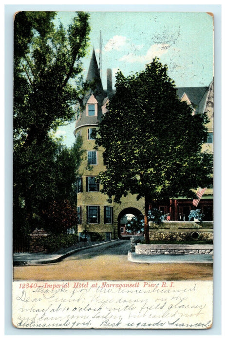 1909 Imperial Hotel at Narragansett Pier, Rhode Island, RI Postcard