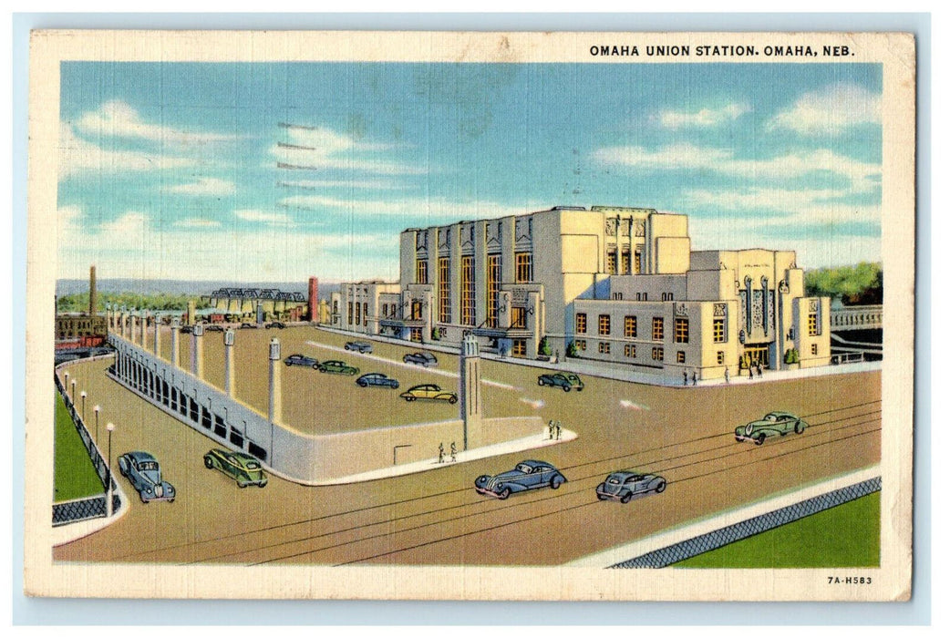 1938 Burlington Sta. Omaha Union Station, Omaha Nebraska Vintage Postcard