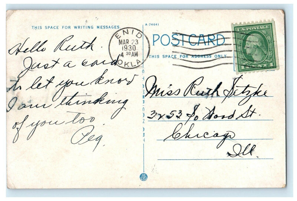 1930 View Of High School Building Enid Oklahoma OK Posted Vintage Postcard