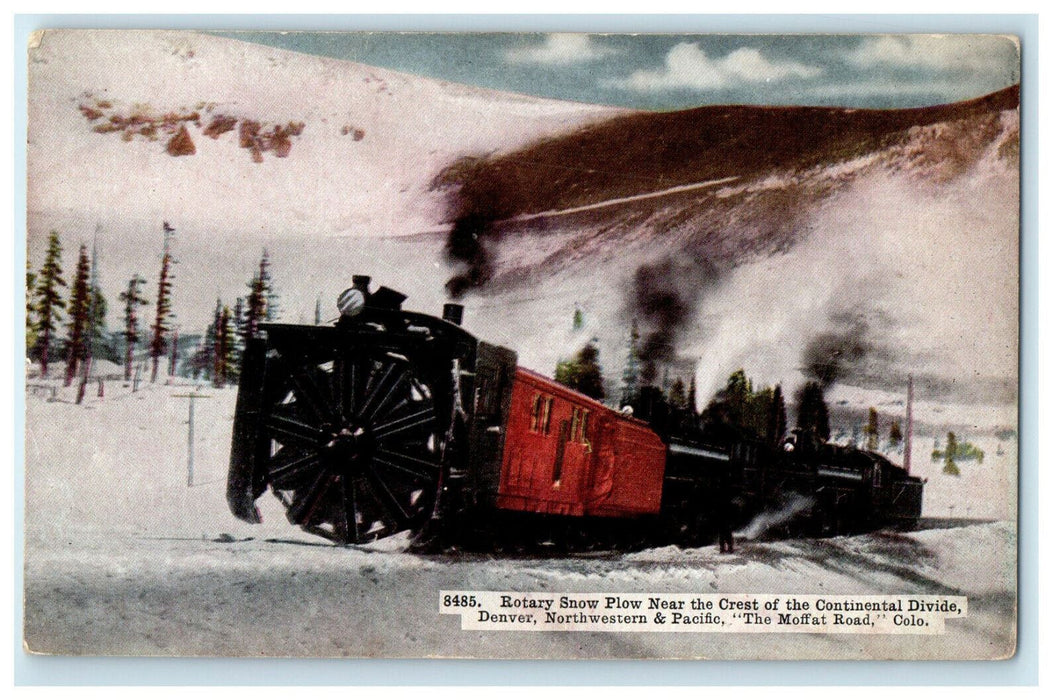 c1910s Rotary Snow Plow Near Continental Divide Moffat Colorado CO Postcard