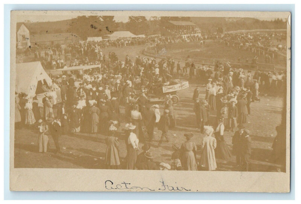 c1908 Acton Fair Springvale ME RPPC Photo Football Piano AdvertisIng Postcard