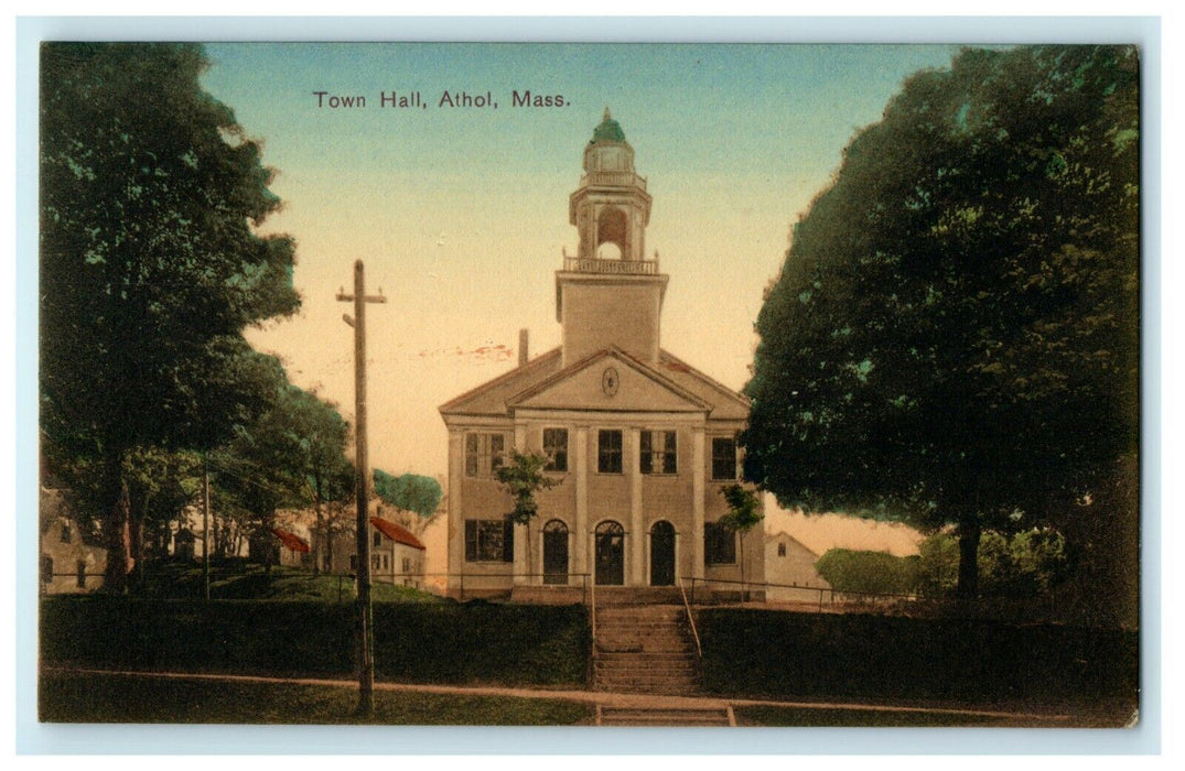 1908 Town Hall Building Athol Massachusetts MA Posted Antique Postcard