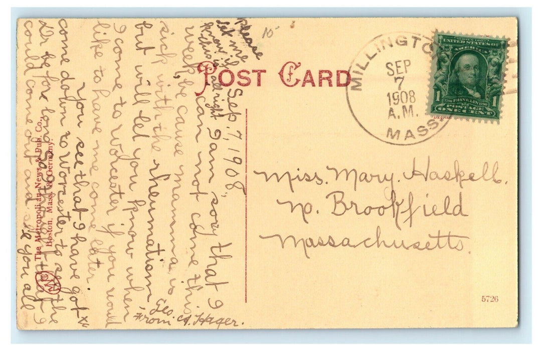 1908 Town Hall Building Athol Massachusetts MA Posted Antique Postcard