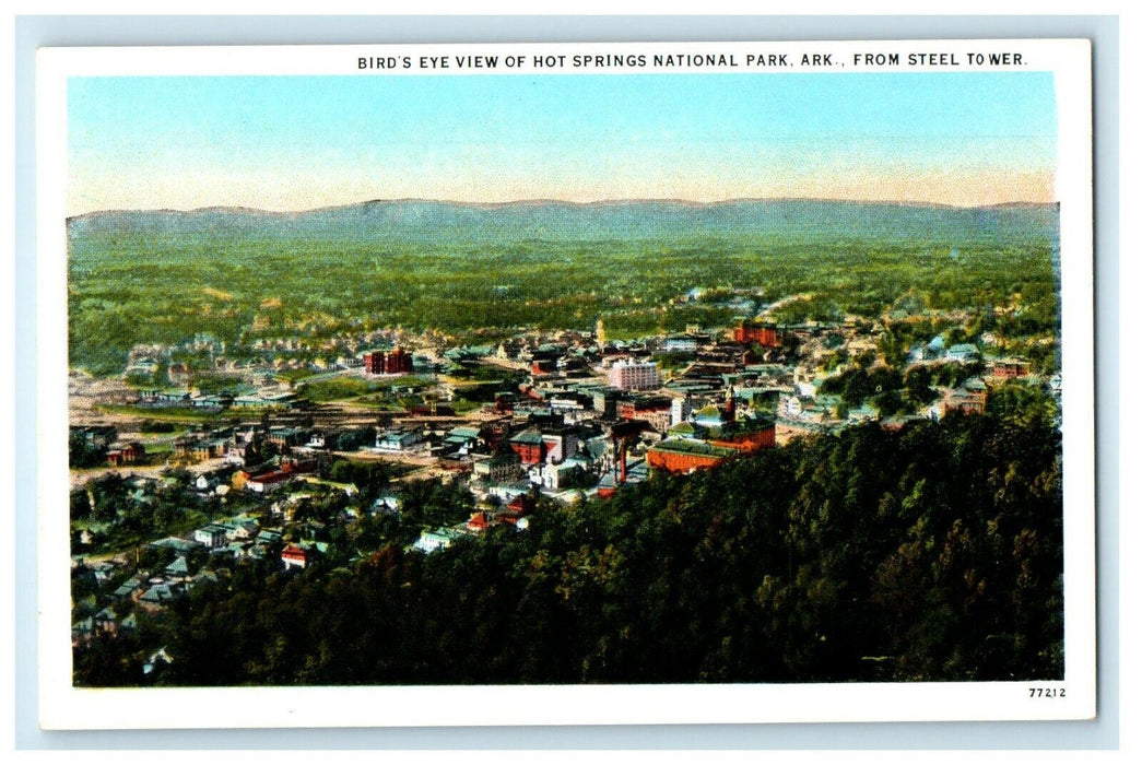 Bird's Eye View Of Hot Springs National Park Arkansan, From Steel Tower Postcard