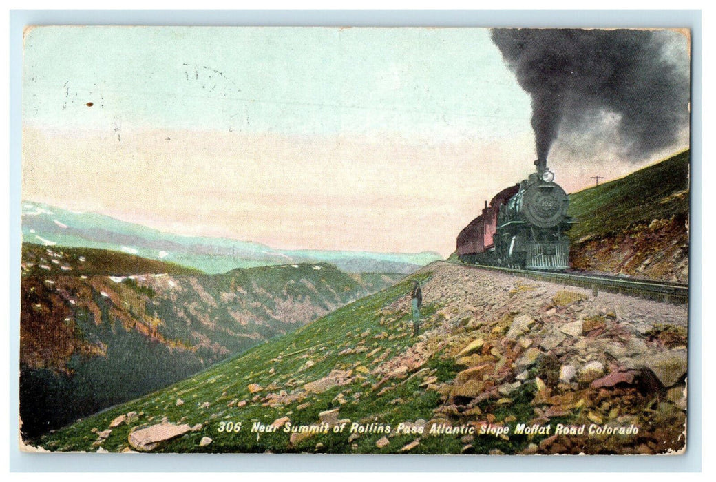 1908 Near Summit of Rollins Pass Atlantic Slope Moffat Road Colorado CO Postcard