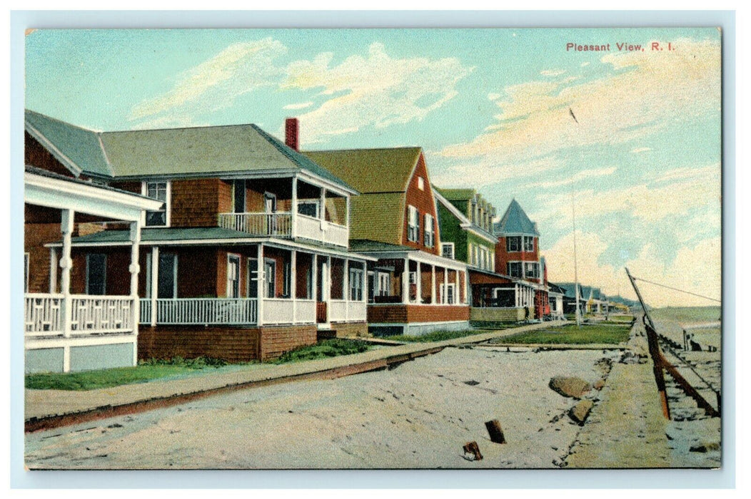 1914 View of Houses at Pleasant View, Westerly Rhode Island, RI Postcard