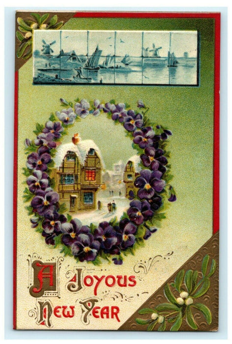 New Year Embossed Republic Ohio Bryan 1910 Germany Vintage Antique Postcard