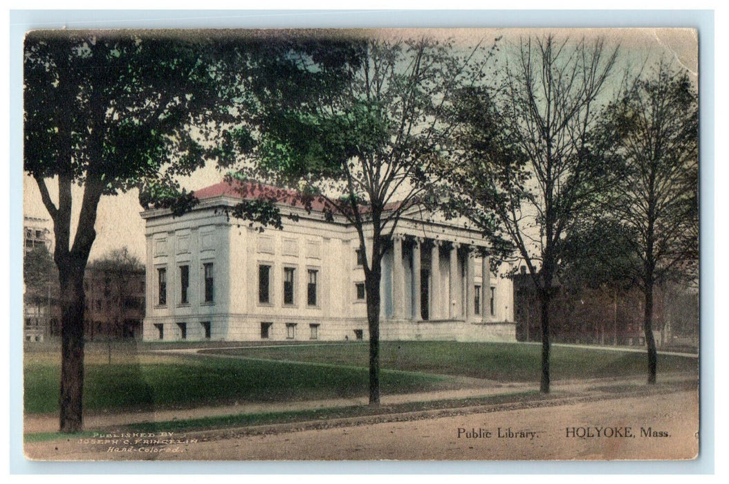 1910 Public Library Holyoke, Massachusetts MA Posted Antique Postcard