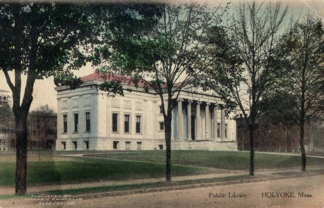 1910 Public Library Holyoke, Massachusetts MA Posted Antique Postcard