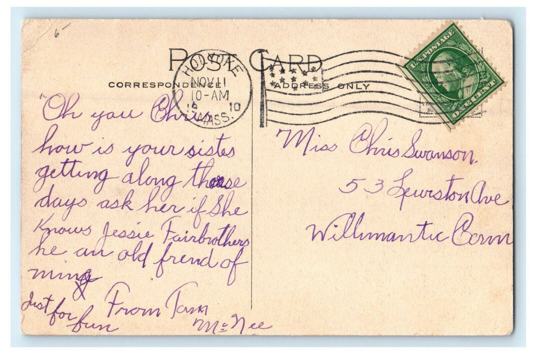 1910 Public Library Holyoke, Massachusetts MA Posted Antique Postcard