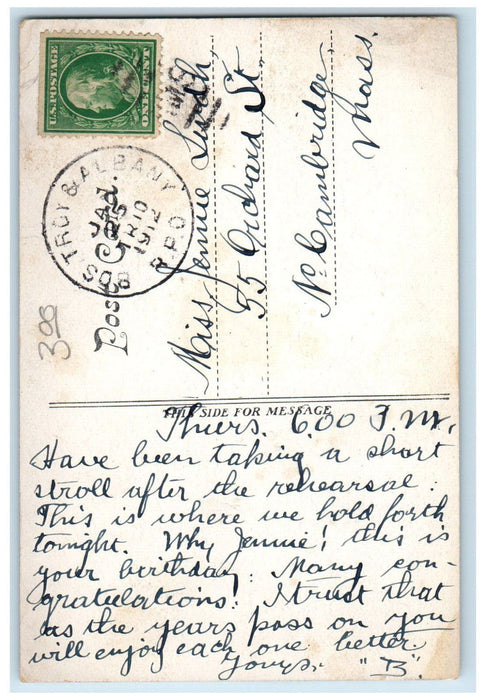 1912 City Hall Fitchburg Massachusetts MA Bos Troy & Albany RPO Postcard