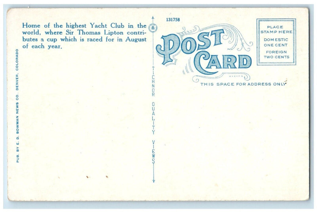 c1930's Moonlight On Grand Lake Boat Rocky Mountain National Park CO Postcard