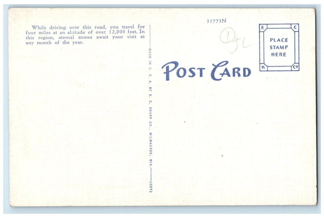 c1930's Trail Rail Road Summer Range Rocky Mountain National Park CO Postcard
