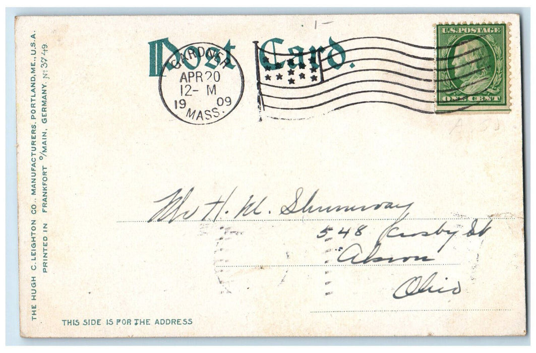 1909 Boat Scene, Wachusett Lake and Mountain Fitchburg Massachusetts MA Postcard