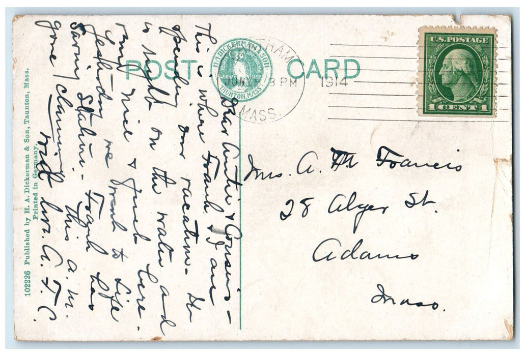 1914 Horse Carriage, Post Office, Chatham Massachusetts MA Posted Postcard