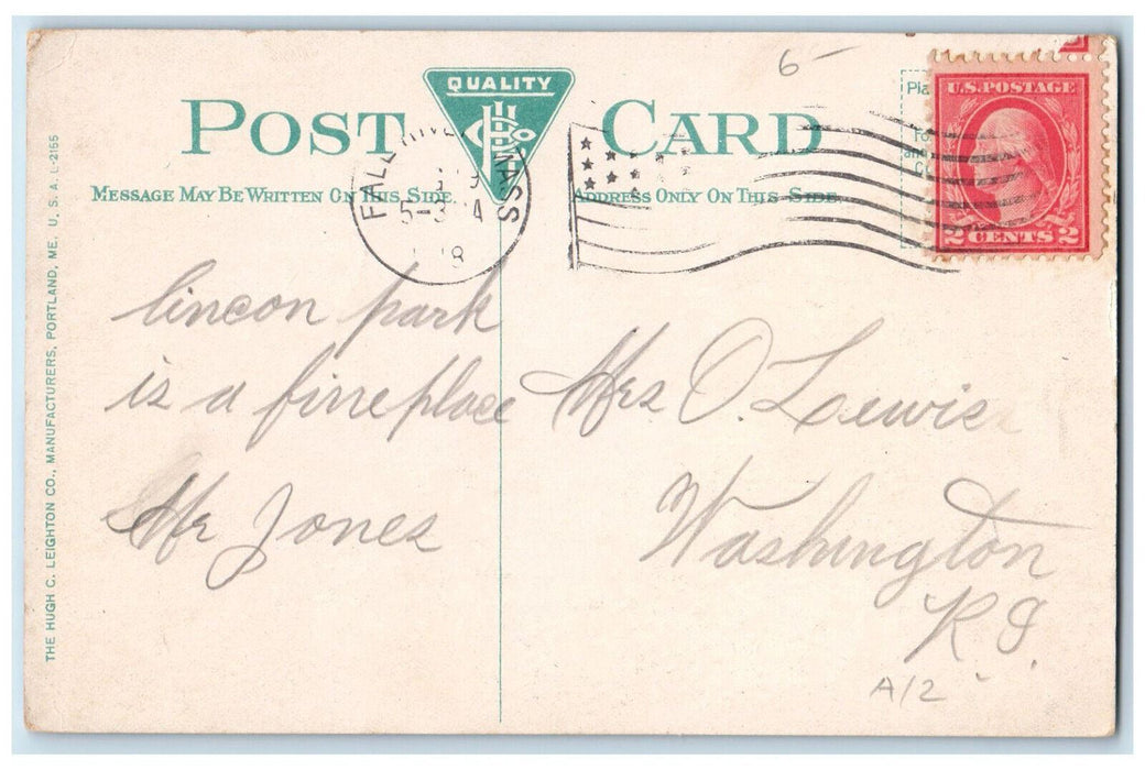 c1910 Main Street South from City Hall Fall River Massachusetts MA Postcard