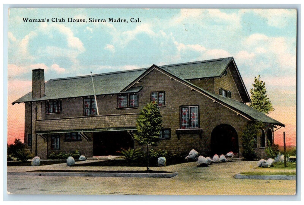 c1910's Woman's Club House Street View Sierra Madre California CA Postcard