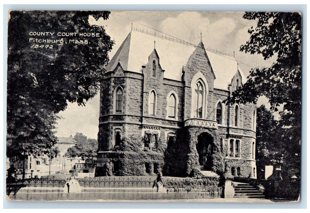 1908 County Court House Fitchburg Massachusetts MA Greenfield MA Postcard
