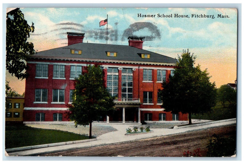 1911 Hosmer School House, Fitchburg Massachusetts MA Posted Antique Postcard