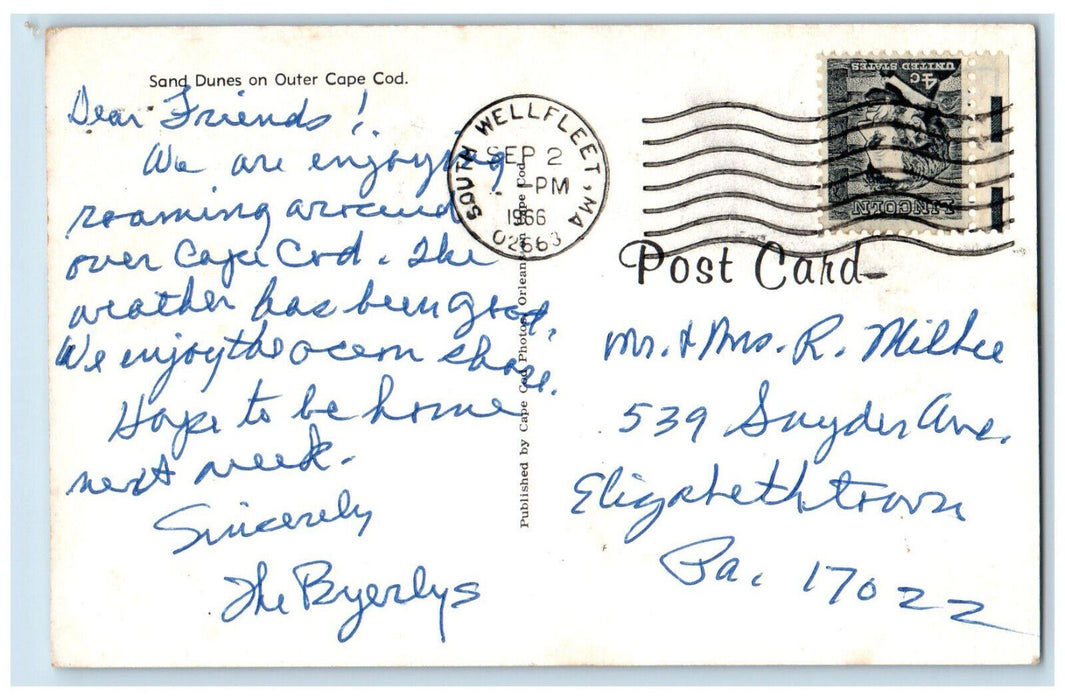 1966 Sand Dunes on Outer Cape Cod, Massachusetts MA Vintage Postcard