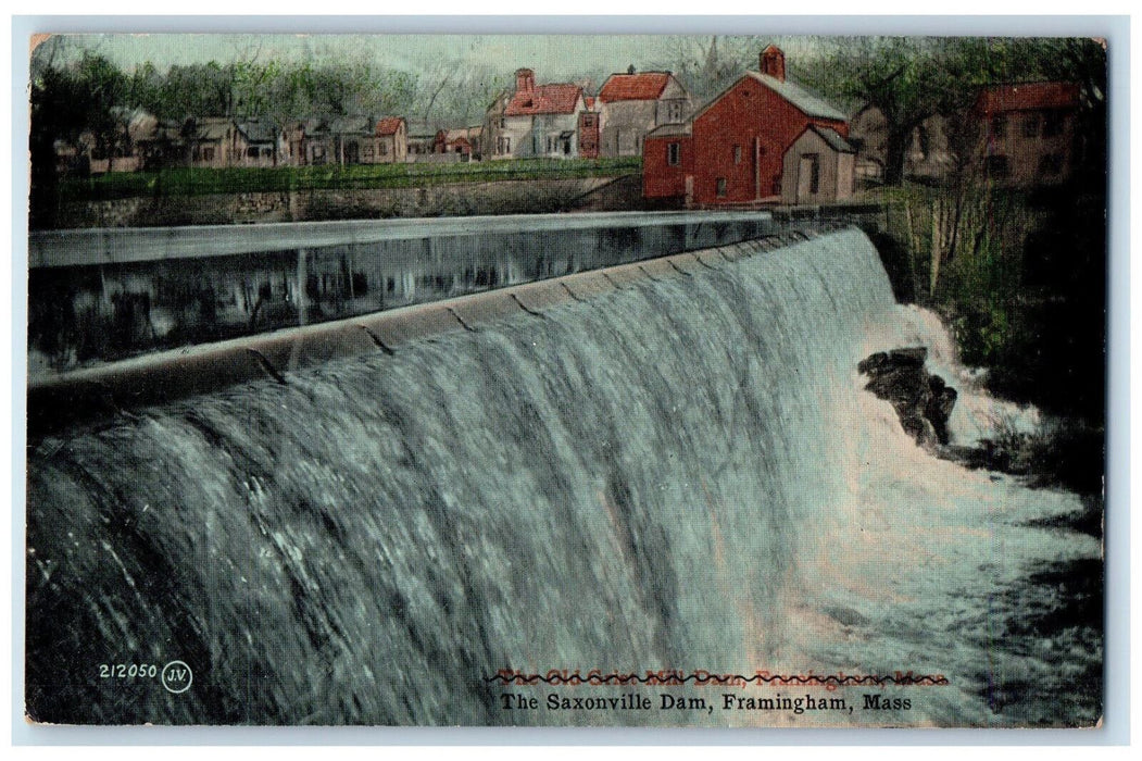 1911 The Saxonville Dam Framingham Massachusetts MA Posted Antique Postcard