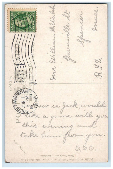 1911 The Saxonville Dam Framingham Massachusetts MA Posted Antique Postcard