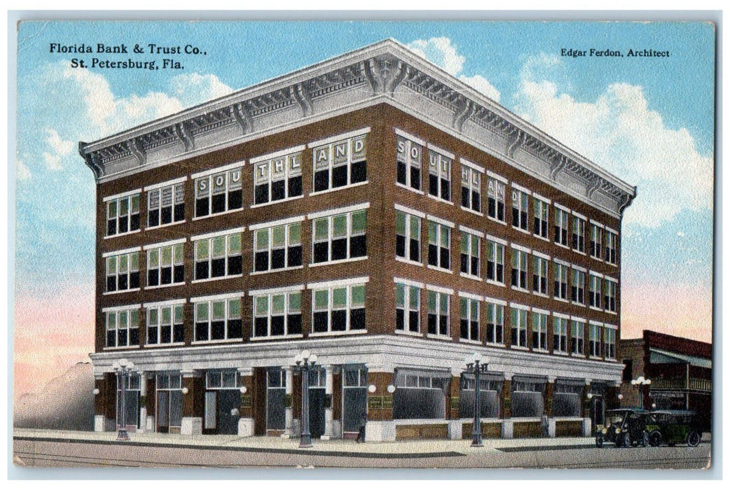 1915 Florida Bank & Trust Co. St. Petersburg Florida FL Stella NE Postcard