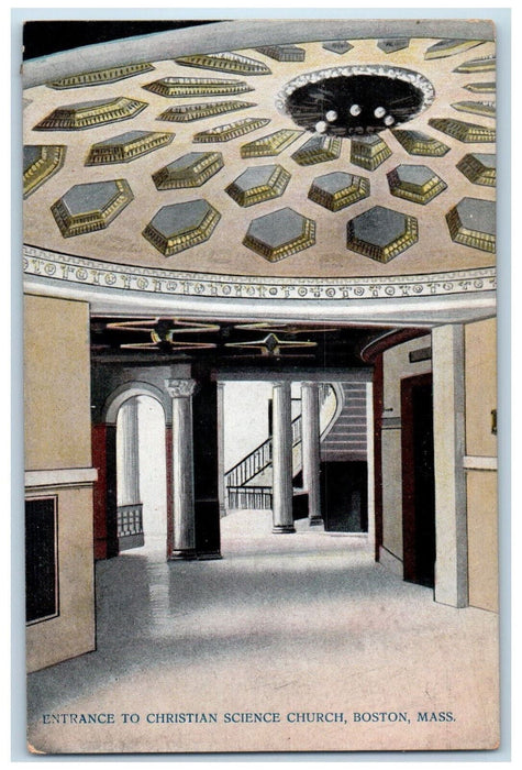 c1910 Entrance to Christian Science Church Boston Massachusetts MA Postcard