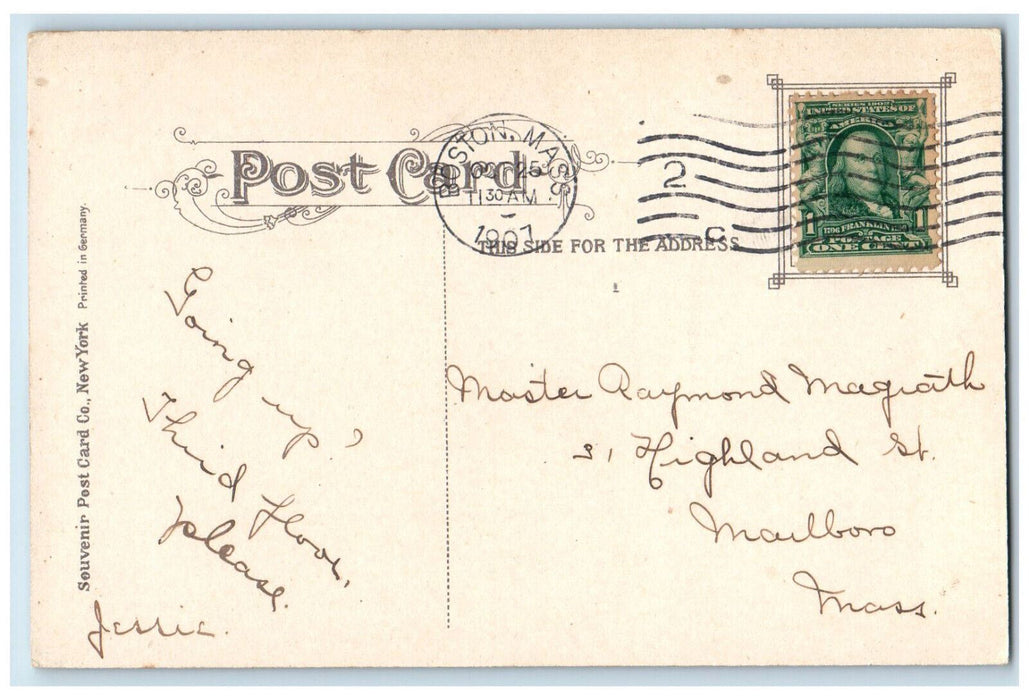 1907 Horse Carriage, Harvard Medical School Boston Massachusetts MA Postcard