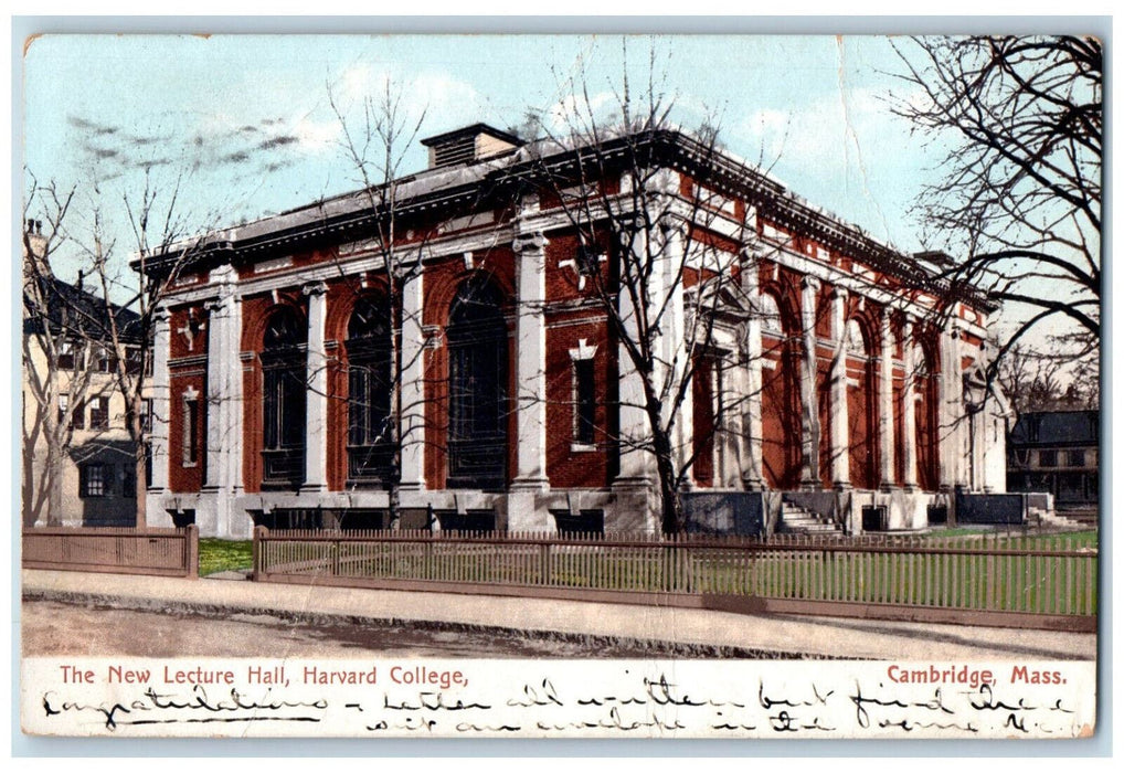 1912 The New Lecture Hall Harvard College, Cambridge Massachusetts MA Postcard