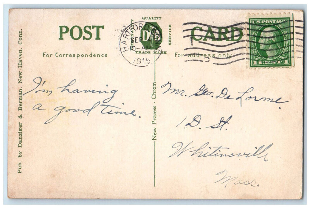 1915 Horse Carriage, Bankers Row Main Street Hartford Connecticut CT Postcard