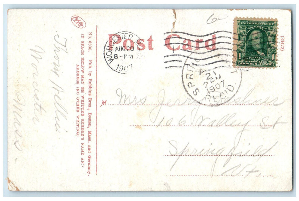 1907 The Chutes White City, Worcester Massachusetts MA Springfield VT Postcard