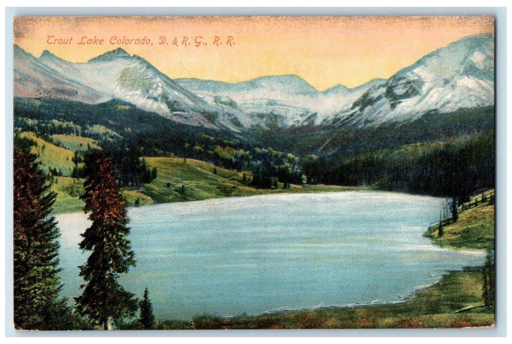 c1910'sView Of Trout Lake Colorado CO, D. & R. G. R. R. Antique Postcard