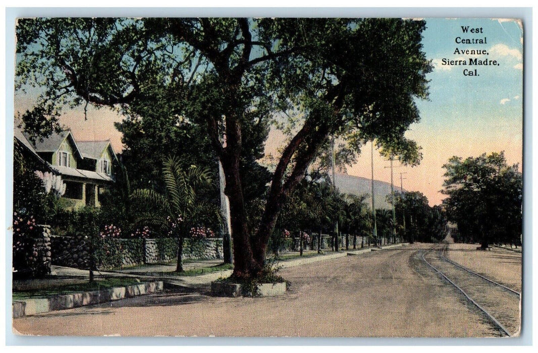 c1930's West Central Avenue Railroad Train Sierra Madre California CA Postcard