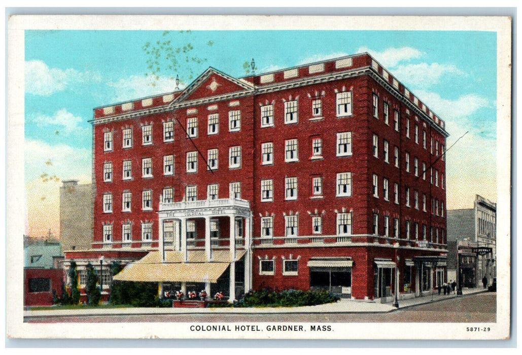 1935 Colonial Hotel Gardner Massachusetts MA Vintage Posted Postcard