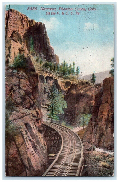 1913 Narrows Phantom Canon Colorado On The F. & C. C. Railway Antique Postcard