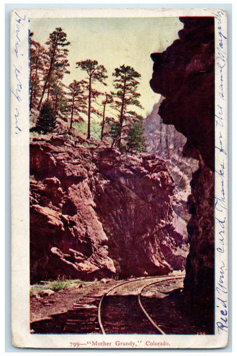 1908 View Of Mother Grundy Railroad Train Colorado CO Posted Antique Postcard