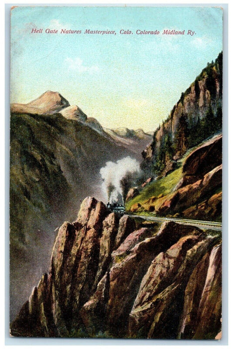 c1910's Hell Gate Natures Masterpiece Colorado Midland Railway RR Train Postcard