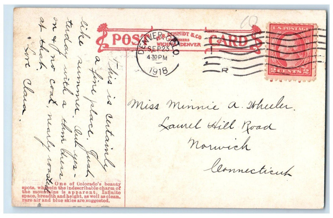 1918 The Palisades Colorado On The C. & S. Ry. Railroad Train CO Posted Postcard