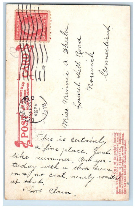1918 The Palisades Colorado On The C. & S. Ry. Railroad Train CO Posted Postcard