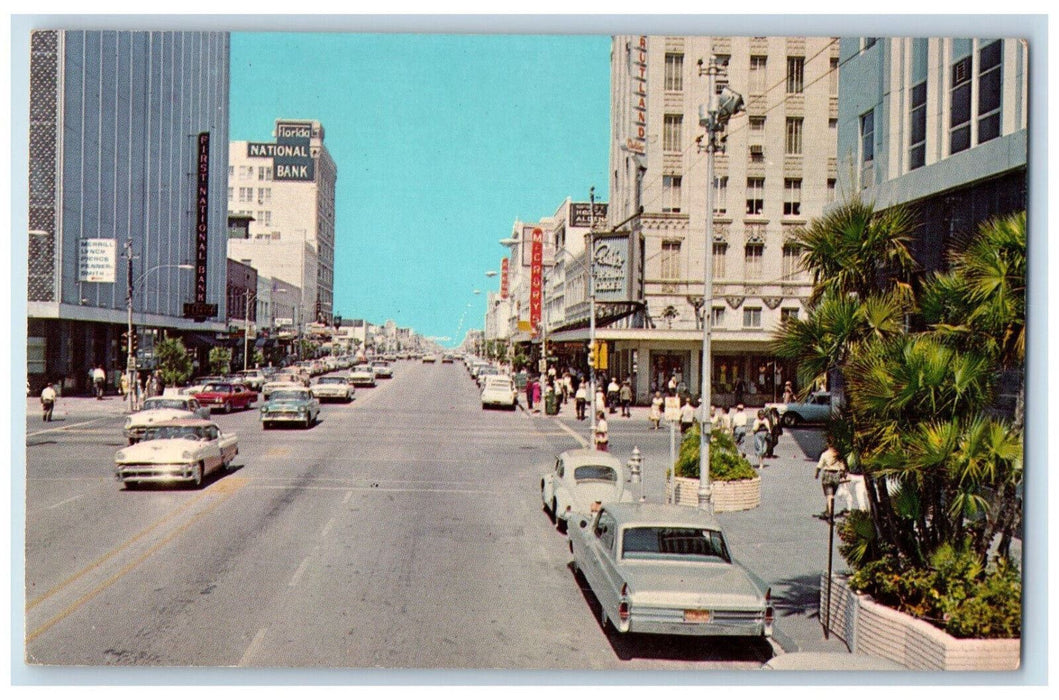 c1950's National Bank, Mcrory, Business District St. Petersburg FL Postcard