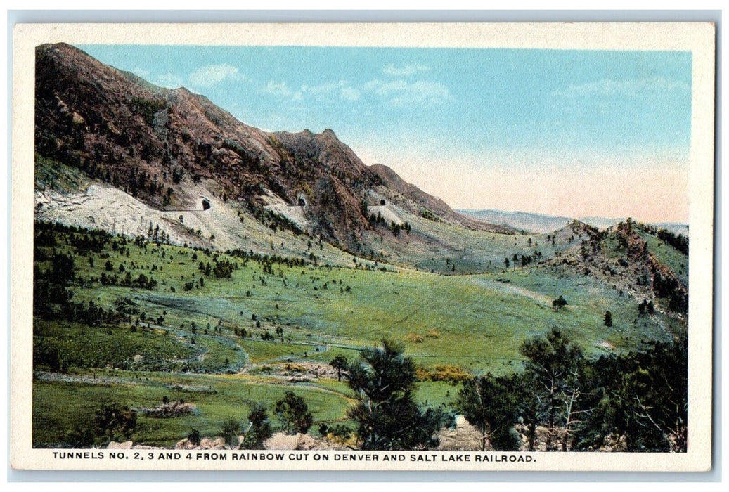 Tunnels No. 2 3 4 Rainbow Cut On Denver Salt Lake Railroad Colorado CO Postcard
