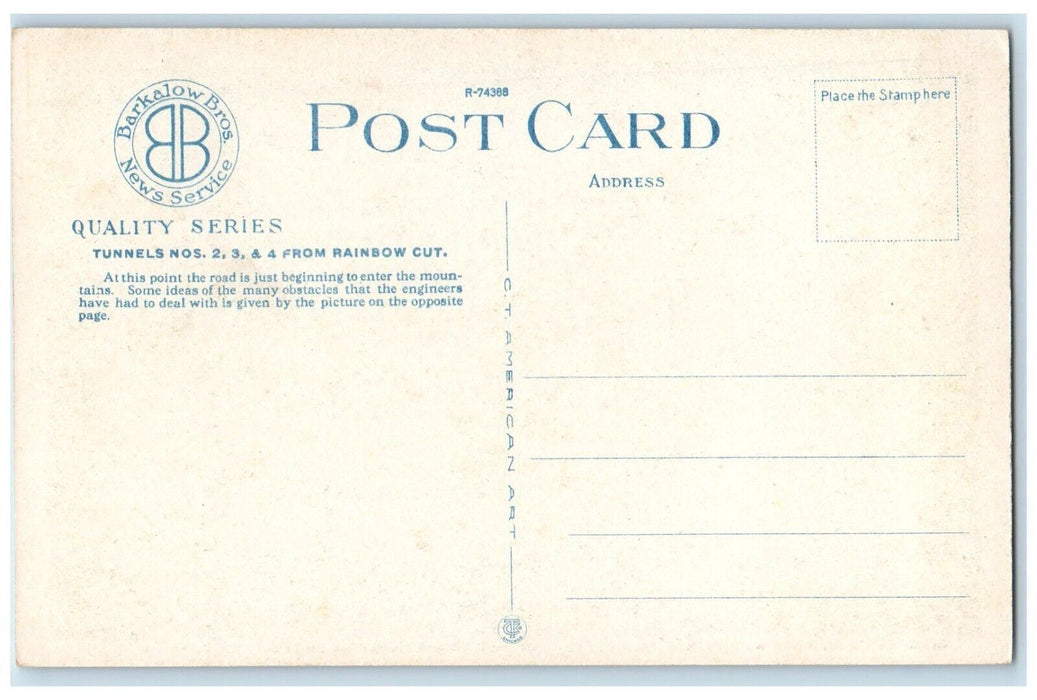 Tunnels No. 2 3 4 Rainbow Cut On Denver Salt Lake Railroad Colorado CO Postcard
